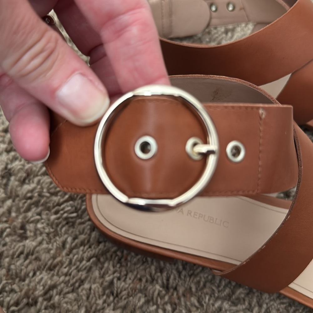 Banana Republic Belt Strap Sandal in Cognac Brown Leather - Picture 8 of 11